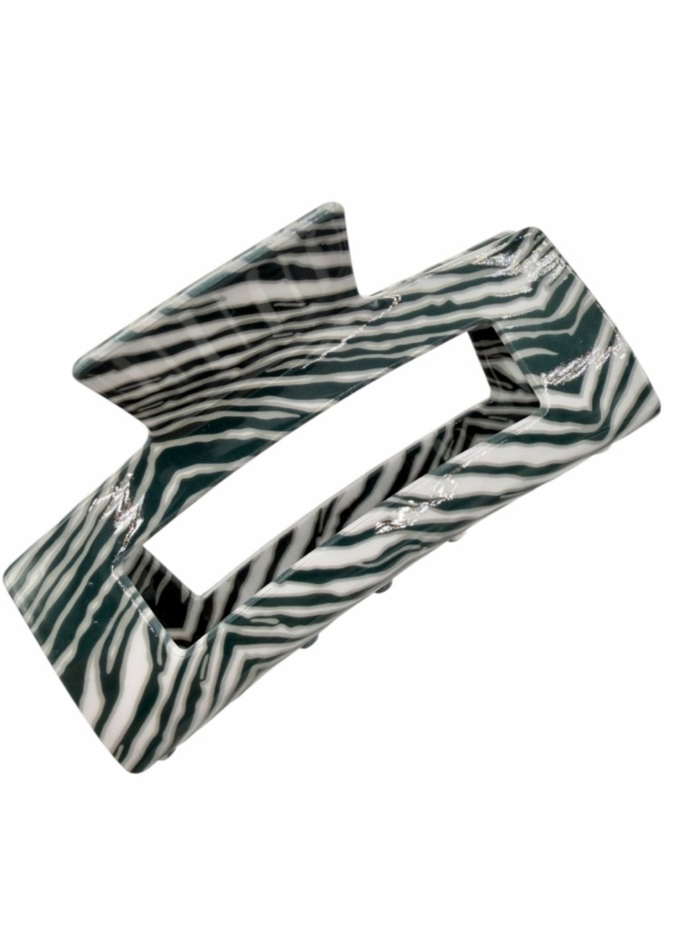 Green Silver Stripe Hair Clip New